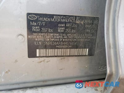 Zdjęcie 12 z 12 samochodu: 2017 HYUNDAI SONATA SE VIN:5NPE24AF8HH576654 - miniatura