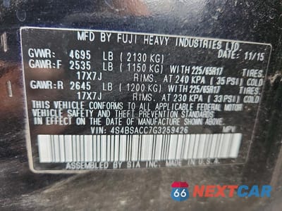 Zdjęcie 12 z 12 samochodu: 2016 SUBARU OUTBACK 2.5I PREMIUM VIN:4S4BSACC7G3259426 - miniatura