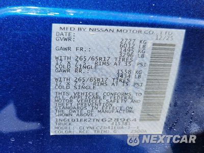 Zdjęcie 13 z 13 samochodu: 2026 NISSAN FRONTIER SV VIN:1N6ED1EK2TN628964 - miniatura