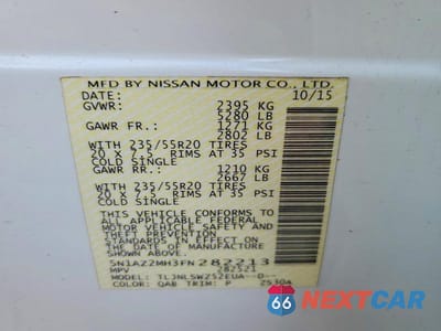 Zdjęcie 14 z 14 samochodu: 2015 NISSAN MURANO PLATINUM VIN:5N1AZ2MH3FN282213 - miniatura