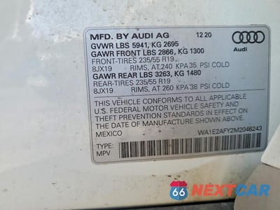 Zdjęcie 12 z 12 samochodu: 2021 AUDI Q5 E PREMIUM PLUS VIN:WA1E2AFY2M2046243 - miniatura