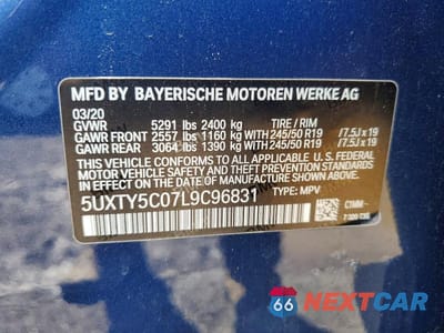 Zdjęcie 13 z 13 samochodu: 2020 BMW X3 XDRIVE30I VIN:5UXTY5C07L9C96831 - miniatura