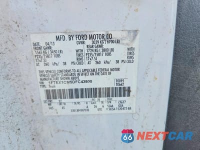 Zdjęcie 13 z 13 samochodu: 2013 FORD F150 SUPER CAB VIN:1FTEX1CM5DFC43800 - miniatura