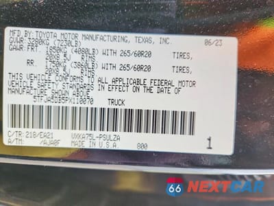 Zdjęcie 12 z 12 samochodu: 2023 TOYOTA TUNDRA CREWMAX LIMITED VIN:5TFJA5DB5PX110070 - miniatura