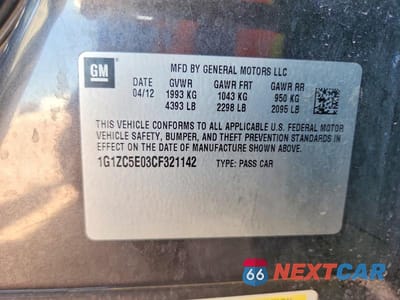 Zdjęcie 12 z 12 samochodu: 2012 CHEVROLET MALIBU VIN:1G1ZC5E03CF321142 - miniatura