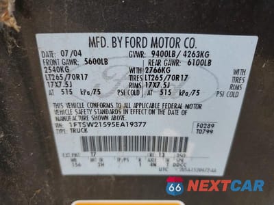 Zdjęcie 12 z 12 samochodu: 2005 FORD F250 SUPER DUTY VIN:1FTSW21595EA19377 - miniatura