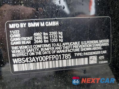 Zdjęcie 12 z 12 samochodu: 2023 BMW M3 COMPETITION VIN:WBS43AY00PFP01785 - miniatura