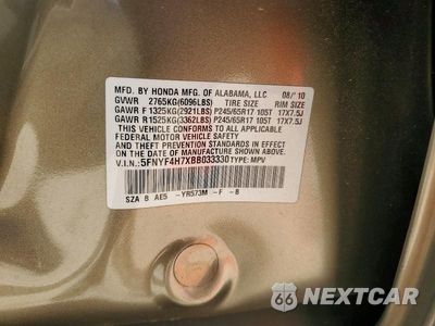 Zdjęcie 13 z 13 samochodu: 2011 HONDA PILOT EXLN VIN:5FNYF4H7XBB033330 - miniatura