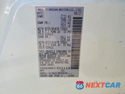 Zdjęcie 14 z 14 samochodu: 2018 NISSAN PATHFINDER SV VIN:5N1DR2MM9JC603119 - miniatura