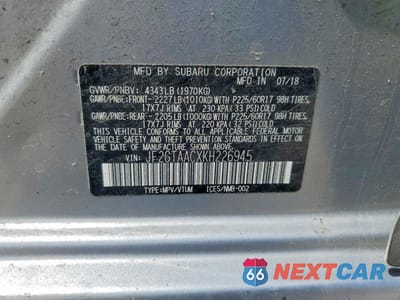 Zdjęcie 12 z 12 samochodu: 2019 SUBARU CROSSTREK VIN:JF2GTAACXKH226945 - miniatura