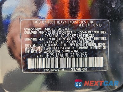 Zdjęcie 13 z 13 samochodu: 2014 SUBARU FORESTER 2.5I VIN:JF2SJAAC8EG476355 - miniatura