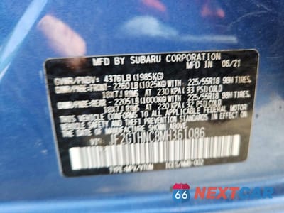Zdjęcie 14 z 14 samochodu: 2021 SUBARU CROSSTREK LIMITED VIN:JF2GTHNC8MH361086 - miniatura