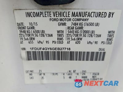 Zdjęcie 12 z 12 samochodu: 2016 FORD F450 SUPER DUTY VIN:1FDUF4GY6GEB27718 - miniatura