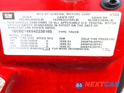Zdjęcie 12 z 12 samochodu: 2004 CHEVROLET SILVERADO C1500 VIN:1GCEC14X94Z238165 - miniatura