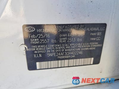Zdjęcie 12 z 12 samochodu: 2016 HYUNDAI SONATA SE VIN:5NPE24AF3GH402246 - miniatura