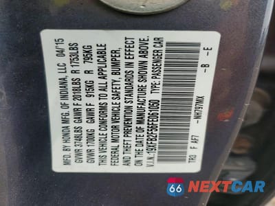 Zdjęcie 12 z 12 samochodu: 2015 HONDA CIVIC LX VIN:19XFB2F56FE061050 - miniatura
