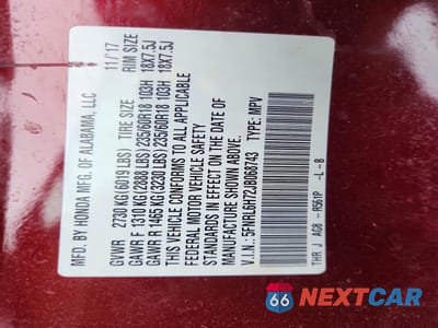 Zdjęcie 13 z 13 samochodu: 2018 HONDA ODYSSEY EXL VIN:5FNRL6H72JB068743 - miniatura