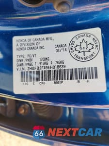 Zdjęcie 12 z 12 samochodu: 2014 HONDA CIVIC LX VIN:2HGFB2F49EH018639 - miniatura
