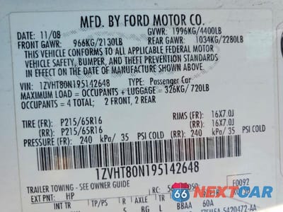 Zdjęcie 12 z 12 samochodu: 2009 FORD MUSTANG VIN:1ZVHT80N195142648 - miniatura