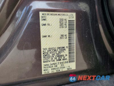 Zdjęcie 12 z 12 samochodu: 2015 NISSAN ALTIMA 2.5 S VIN:1N4AL3AP6FC234598 - miniatura