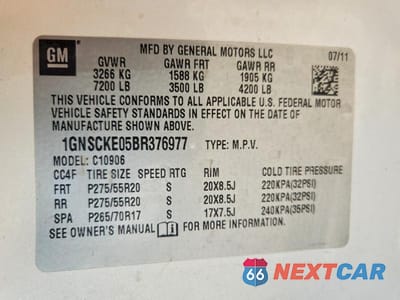 Zdjęcie 14 z 14 samochodu: 2011 CHEVROLET SUBURBAN C1500 LTZ VIN:1GNSCKE05BR376977 - miniatura