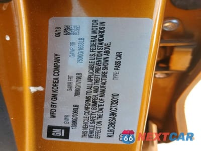 Zdjęcie 12 z 12 samochodu: 2019 CHEVROLET SPARK LS VIN:KL8CB6SA9KC732010 - miniatura