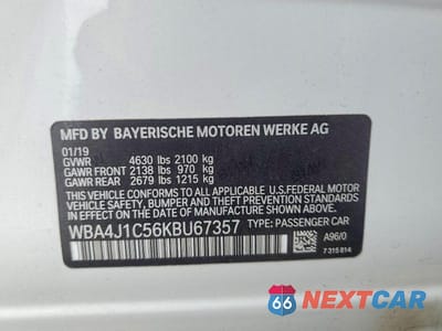 Zdjęcie 12 z 12 samochodu: 2019 BMW 430I GRAN COUPE VIN:WBA4J1C56KBU67357 - miniatura