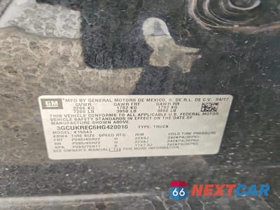 Zdjęcie 12 z 12 samochodu: 2017 CHEVROLET SILVERADO K1500 LT VIN:3GCUKREC6HG420016 - miniatura