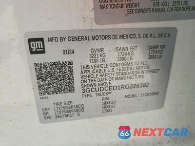 Zdjęcie 12 z 12 samochodu: 2024 CHEVROLET SILVERADO K1500 TRAIL BOSS CUSTOM VIN:3GCUDCED1RG226382 - miniatura