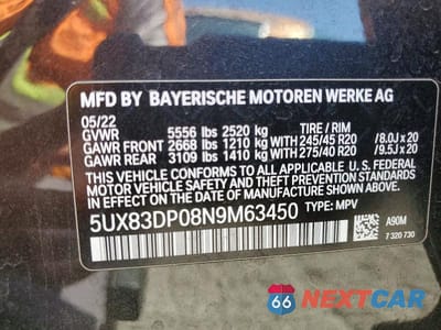 Zdjęcie 14 z 14 samochodu: 2022 BMW X3 M40I VIN:5UX83DP08N9M63450 - miniatura