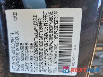 Zdjęcie 12 z 12 samochodu: 2022 HONDA ACCORD EXL VIN:1HGCV1F56NA018030 - miniatura