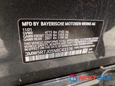 Zdjęcie 12 z 12 samochodu: 2022 BMW 330XI VIN:3MW5R7J05N8C43378 - miniatura