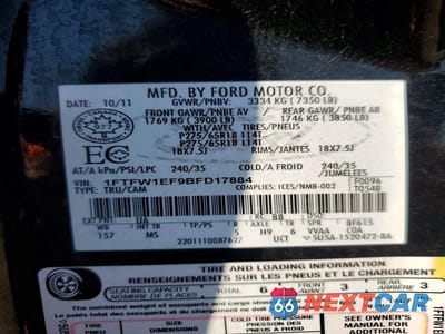 Zdjęcie 12 z 12 samochodu: 2011 FORD F150 SUPERCREW VIN:1FTFW1EF9BFD17884 - miniatura