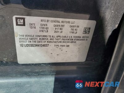 Zdjęcie 12 z 12 samochodu: 2017 CHEVROLET SONIC LT VIN:1G1JD5SG3H4134837 - miniatura
