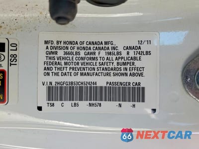 Zdjęcie 12 z 12 samochodu: 2012 HONDA CIVIC LX VIN:2HGFG3B53CH524244 - miniatura