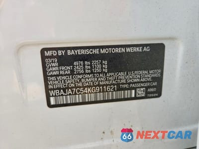 Zdjęcie 12 z 12 samochodu: 2019 BMW 530 XI VIN:WBAJA7C54KG911621 - miniatura