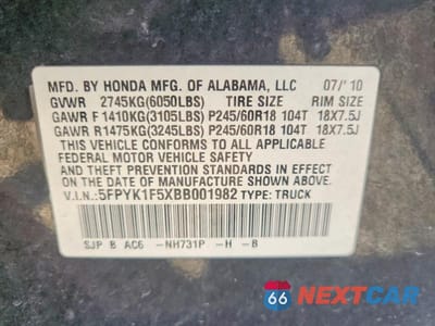 Zdjęcie 12 z 12 samochodu: 2011 HONDA RIDGELINE RTL VIN:5FPYK1F5XBB001982 - miniatura