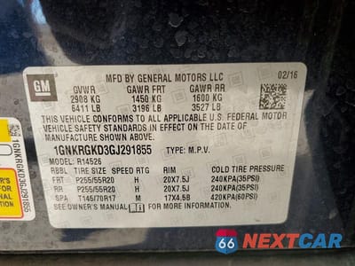 Zdjęcie 13 z 13 samochodu: 2016 CHEVROLET TRAVERSE LT VIN:1GNKRGKD3GJ291855 - miniatura
