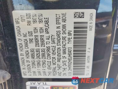 Zdjęcie 13 z 13 samochodu: 2018 HONDA CR-V EXL VIN:2HKRW2H83JH604013 - miniatura