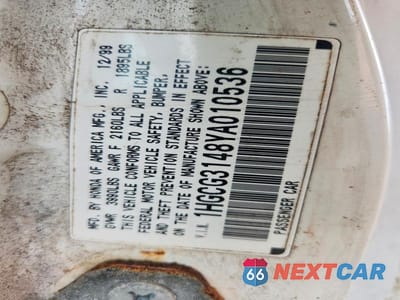 Zdjęcie 12 z 12 samochodu: 2000 HONDA ACCORD LX VIN:1HGCG3148YA010536 - miniatura
