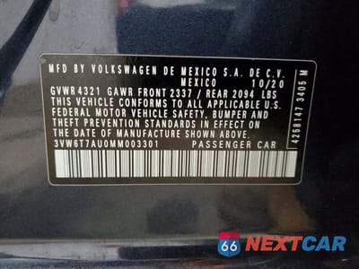 Zdjęcie 12 z 12 samochodu: 2021 VOLKSWAGEN GTI S VIN:3VW6T7AU0MM003301 - miniatura