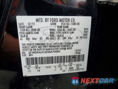Zdjęcie 13 z 13 samochodu: 2013 FORD EDGE SEL VIN:2FMDK4JC2DBA75083 - miniatura