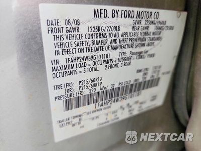 Zdjęcie 12 z 12 samochodu: 2009 FORD TAURUS SEL VIN:1FAHP24W39G101181 - miniatura