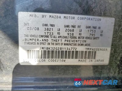 Zdjęcie 12 z 12 samochodu: 2008 MAZDA 3 I VIN:JM1BK32G281134772 - miniatura