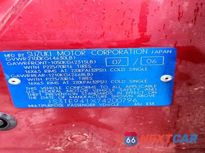 Zdjęcie 13 z 13 samochodu: 2007 SUZUKI GRAND VITARA VIN:JS3TE941X74200796 - miniatura