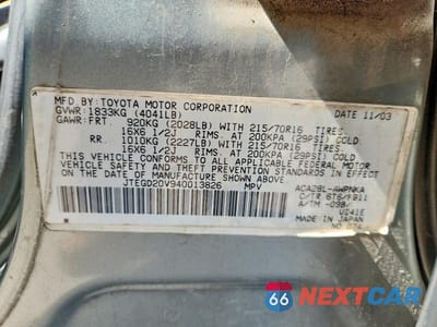 Zdjęcie 13 z 13 samochodu: 2004 TOYOTA RAV4 BASE VIN:JTEGD20V940013826 - miniatura