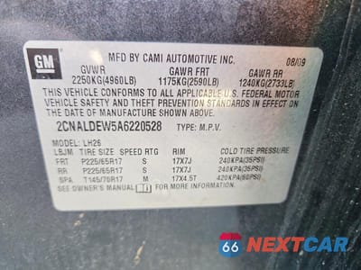 Zdjęcie 12 z 12 samochodu: 2010 CHEVROLET EQUINOX LT VIN:2CNALDEW5A6220528 - miniatura