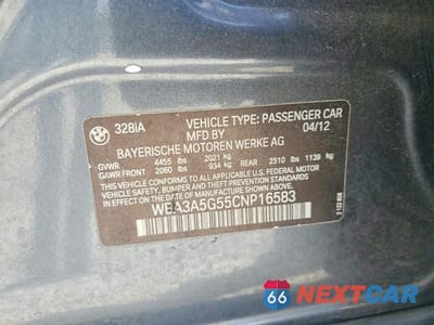 Zdjęcie 13 z 13 samochodu: 2012 BMW 328 I VIN:WBA3A5G55CNP16583 - miniatura