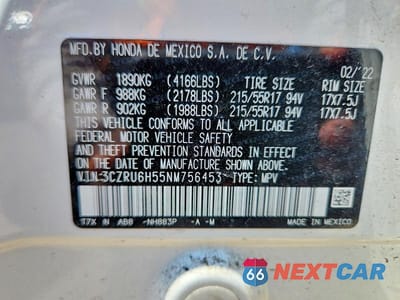 Zdjęcie 13 z 13 samochodu: 2022 HONDA HR-V EX VIN:3CZRU6H55NM756453 - miniatura