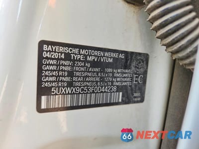 Zdjęcie 13 z 13 samochodu: 2015 BMW X3 XDRIVE28I VIN:5UXWX9C53F0D44238 - miniatura